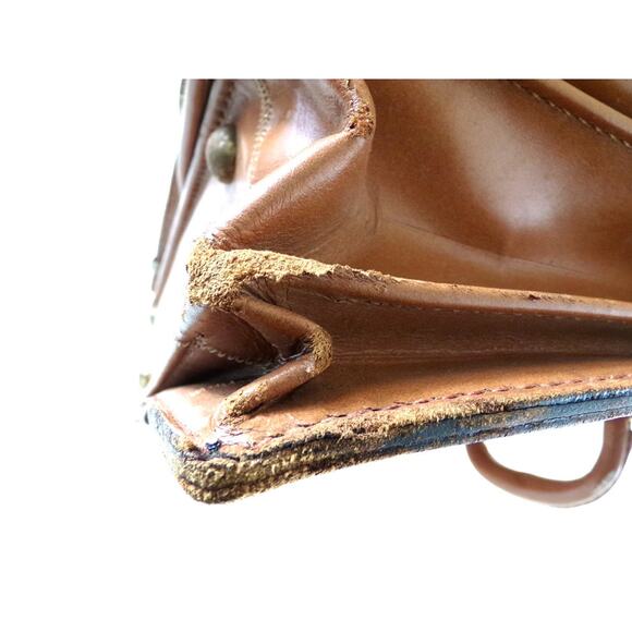 Vintage Leather Satchel Doctor Lawyer Scholar Briefcase US Yale Lock 1950s Tan - Picture 5 of 5